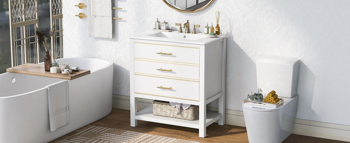 Modern Bathroom Vanity Cabinet, Combo With Open storage, Two Drawers by Couch.com