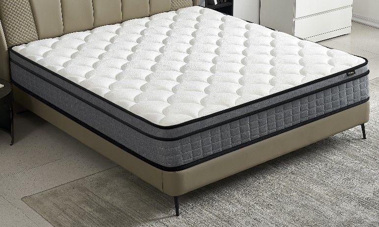 12" Hybrid Pillow Top Mattress A Box With Gel Infused Memory Foam, Breathable And Hypoallergenic, Medium Firm For Lumbar Support by Couch.com