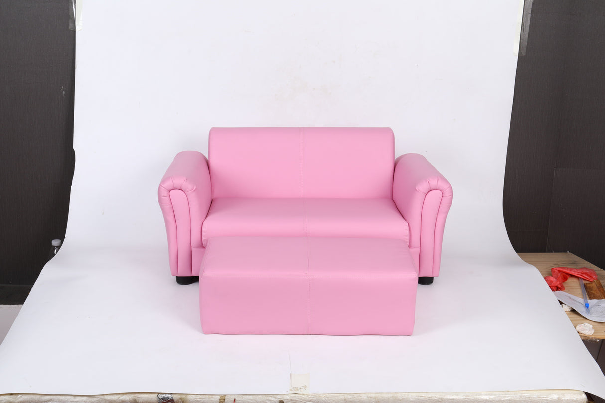 Couch.com Kids Club Chair Sofa / Sectional And Ottoman Pink, Faux Leather Construction, Pink Finish by Couch.com