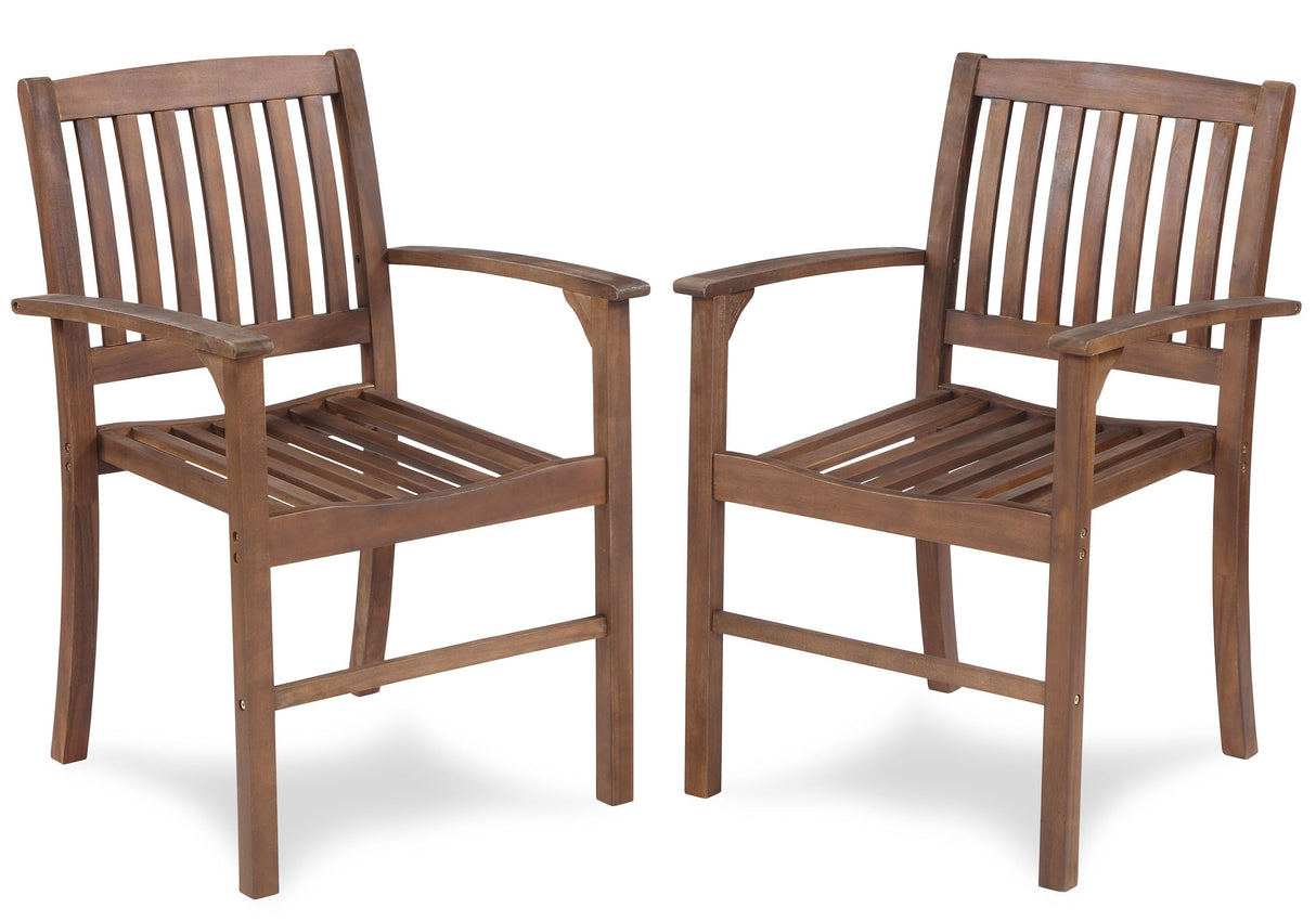 Acacia Patio Dining Chair (Set of 2), Solid Indoor Outdoor Comfortable Seat Brown, Modern Farmhouse Chair For Kitchen, Bedroom, Living Room - Brown by Couch.com