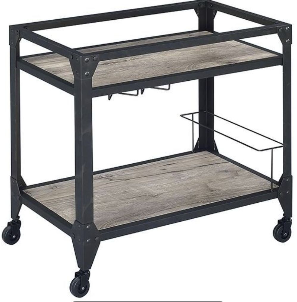Jorgensen - Serving Cart - Rustic Oak / Charcoal by Couch.com