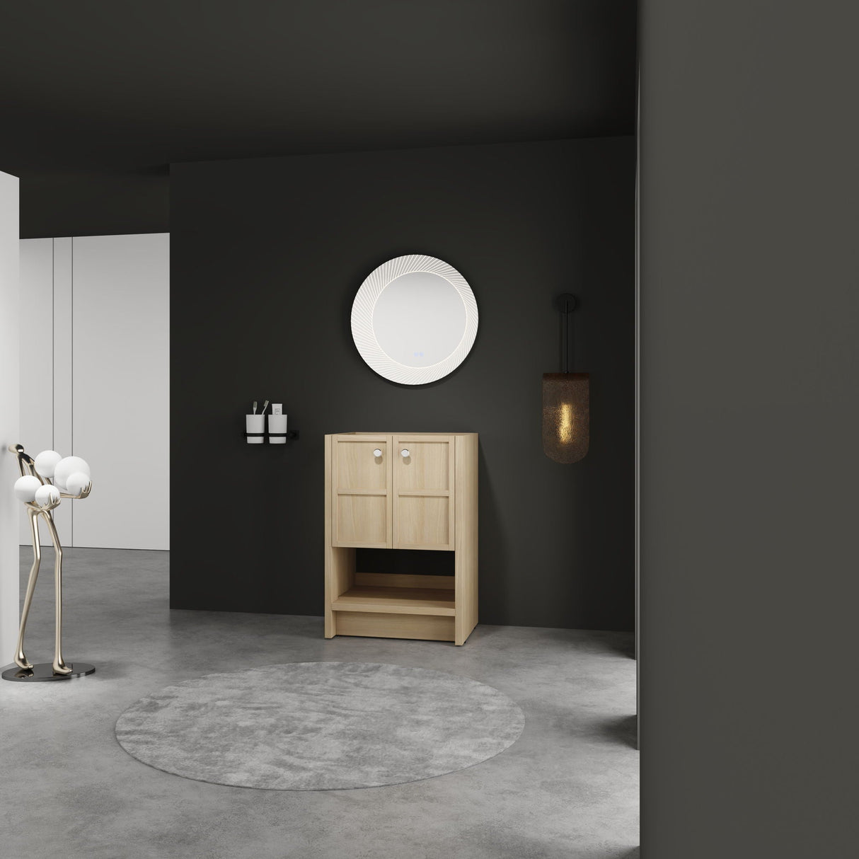 Modern Freestanding Bathroom Vanity With 2 Soft Closing Doors, Excluding Sink - Oak by Couch.com