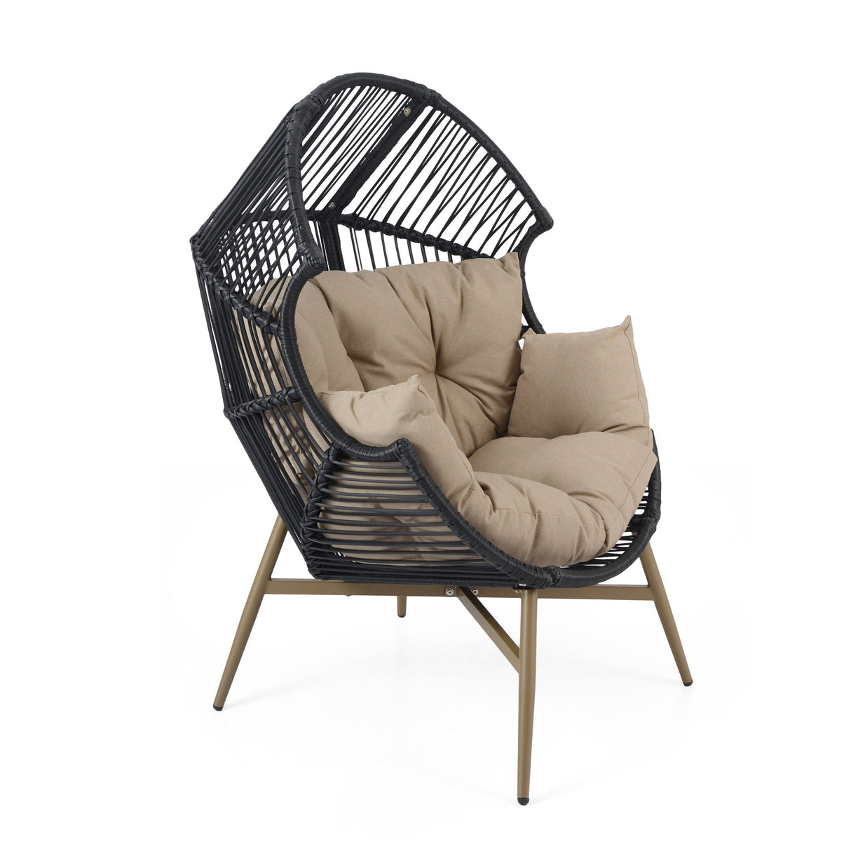 Cori - Outdoor Patio Egg Chair, With Cushion - Black / Khaki by Couch.com