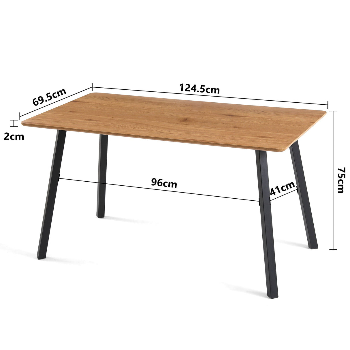 Modern Design Rectangle MDF Restaurant Wooden Dining Table With Metal Frame - Walnut by Couch.com