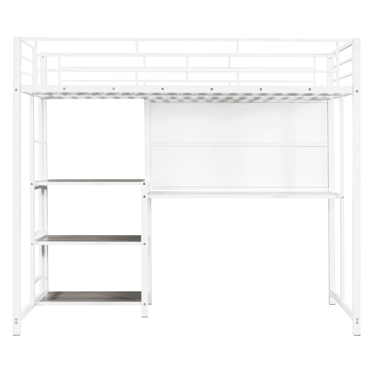 Metal Loft Bed With Desk, 3 Shelves And Ladder by Couch.com