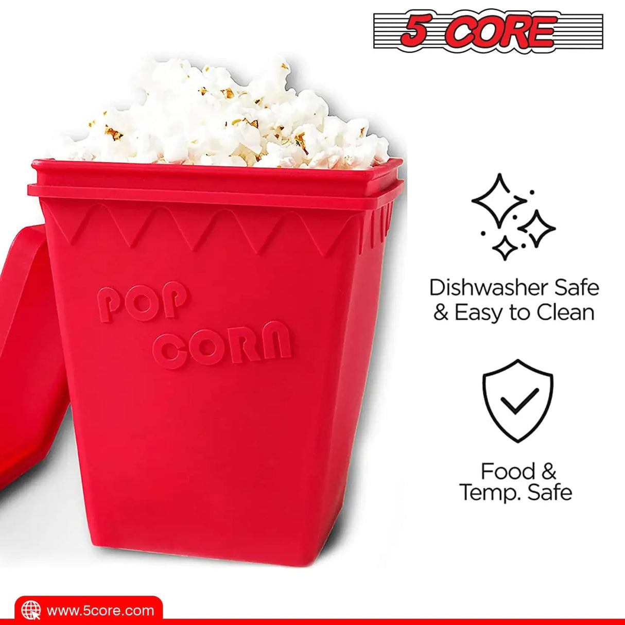 5Core Silicone Popcorn Maker Bowl Microwave BPA Free and Dishwasher Safe Hot Air Kernel Popper