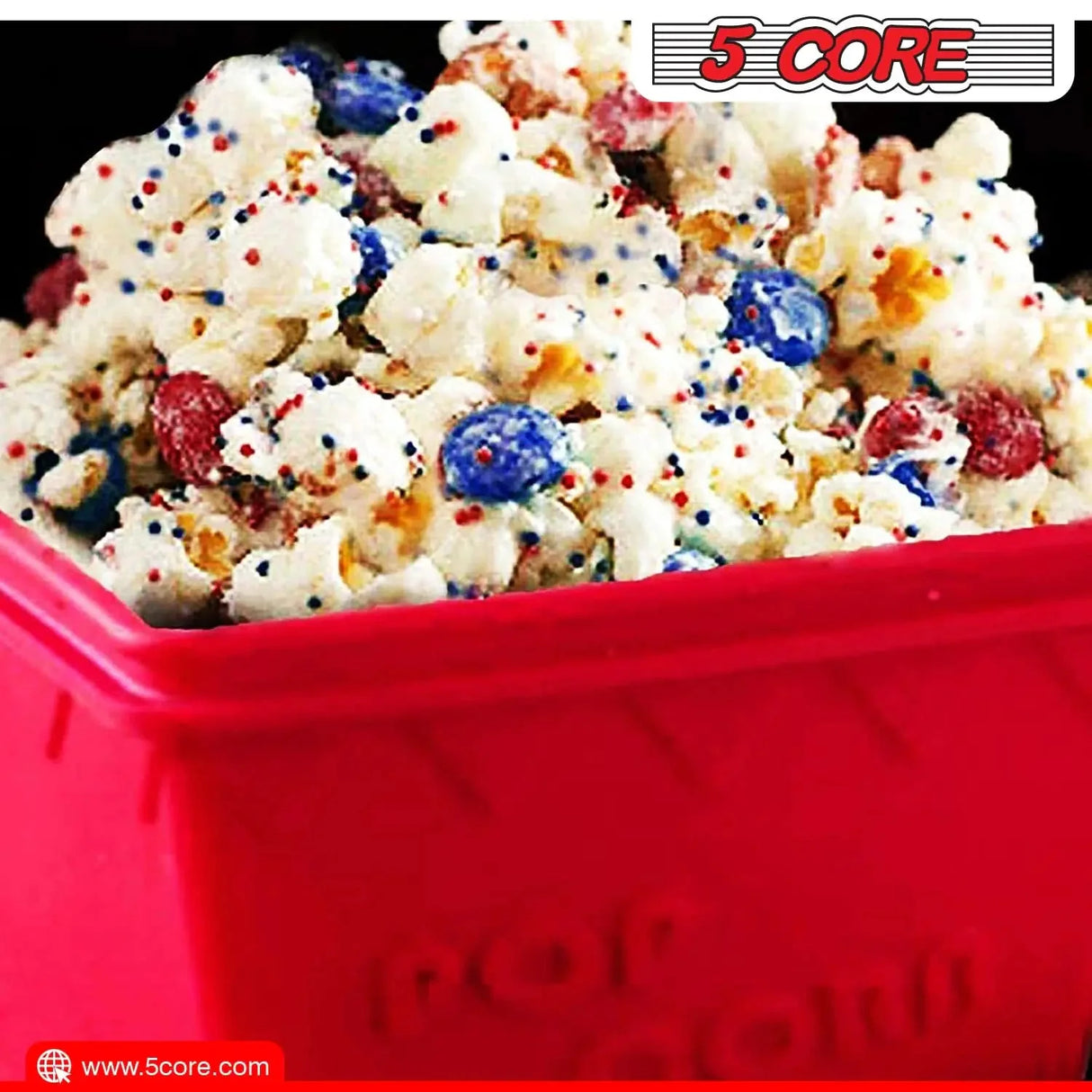 5Core Silicone Popcorn Maker Bowl Microwave BPA Free and Dishwasher Safe Hot Air Kernel Popper