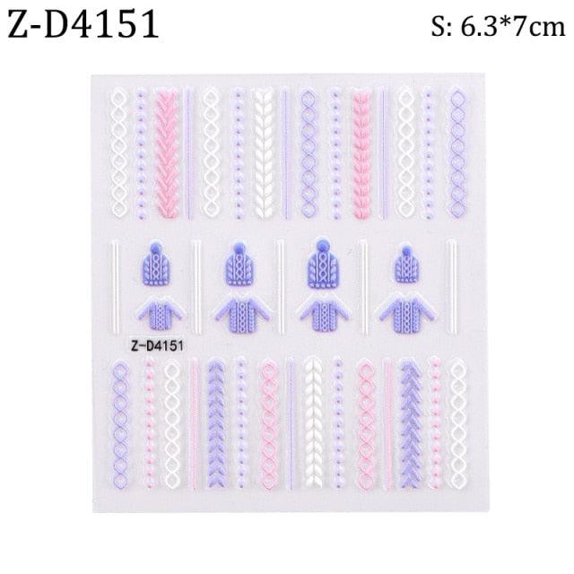 5D Sweater Nail Sticker Acrylic Engraved Winter Charm Designs Beauty Cloth Christmas Patterns Nails Art Decoration Tools Nail Art Stickers Decor Tip Transfer Nail Decals Sticker For Pretty Girl Self-Adhesive Nail Decals Designer Nail Stickers