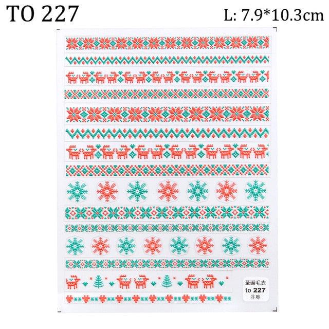 5D Sweater Nail Sticker Acrylic Engraved Winter Charm Designs Beauty Cloth Christmas Patterns Nails Art Decoration Tools Nail Art Stickers Decor Tip Transfer Nail Decals Sticker For Pretty Girl Self-Adhesive Nail Decals Designer Nail Stickers