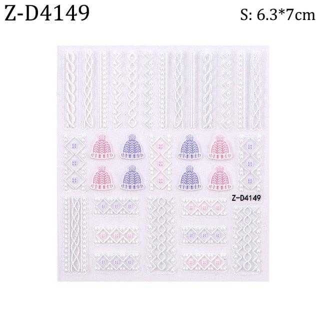 5D Sweater Nail Sticker Acrylic Engraved Winter Charm Designs Beauty Cloth Christmas Patterns Nails Art Decoration Tools Nail Art Stickers Decor Tip Transfer Nail Decals Sticker For Pretty Girl Self-Adhesive Nail Decals Designer Nail Stickers
