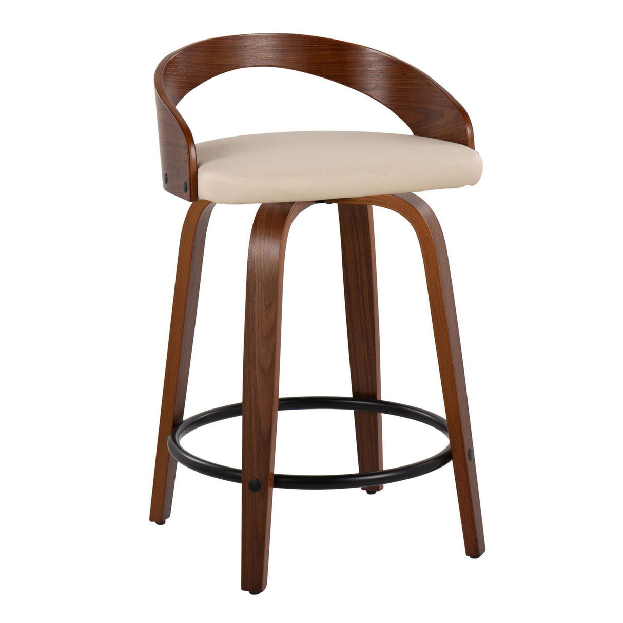 Grotto - Mid-Century Modern Fixed Height Counter Stool & Swivel With Round Footrest (Set of 2) by Couch.com