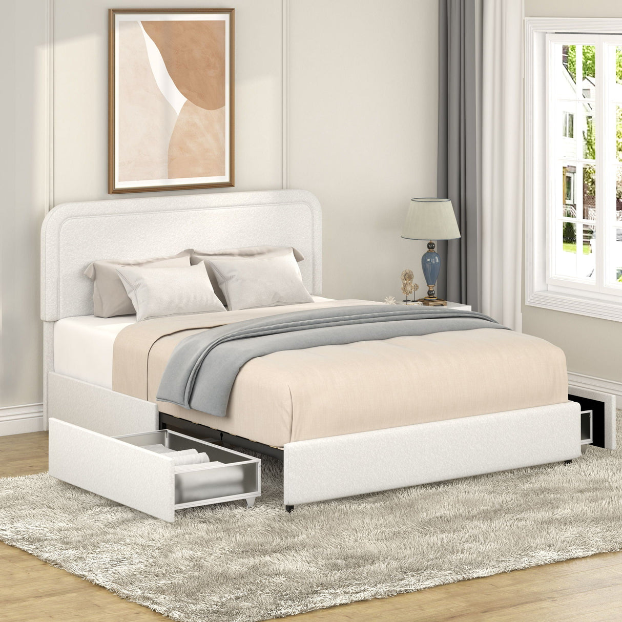 Liv - Patented With Drawers Upholstered Storage Platform Bed by Couch.com
