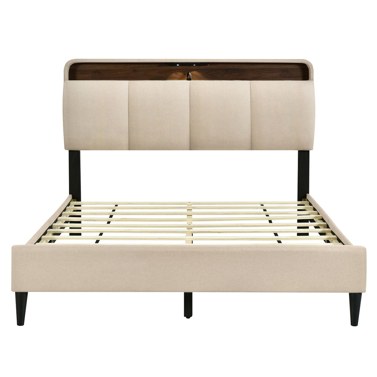 Upholstered Platform Bed With Storage Headboard, Sensor Light And A Set Of Sockets And USB Ports by Couch.com