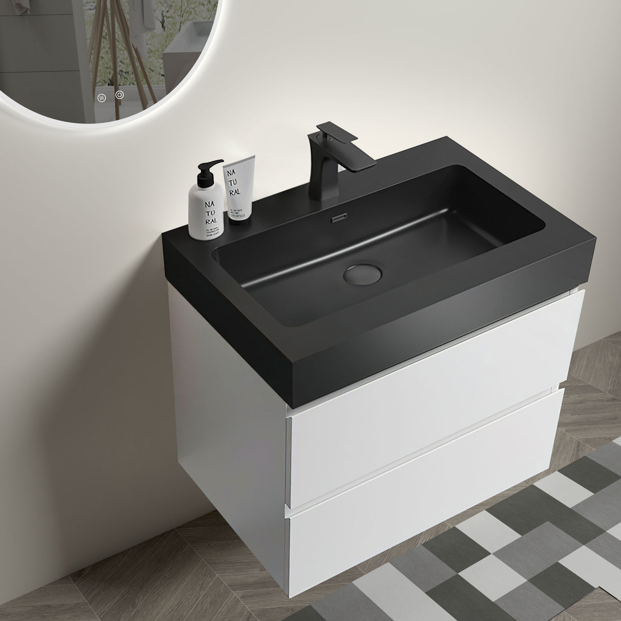 Alice - Bathroom Vanity With Large Storage, Sink Wall Mounted Floating Bathroom Vanity For Modern Bathroom, One-Piece Sink Basin Without Drain And Faucet by Couch.com