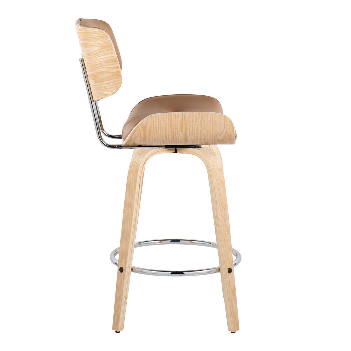 Lombardi - Mid Century Modern Fixed Height Counter Stool With Swivel With Round Footrest (Set of 2) by Couch.com