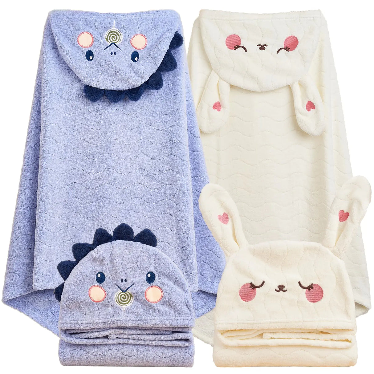 TMIELYBS Toddler Towels Hooded Kids Bath Towels 0-6 Years Unisex Toallas Para Bebe 2-Pack 27.5"X55" Thick Ultra Absorbent Soft Baby Towels with Hood Beach Towel Bathrobe for Children Infant Newborn