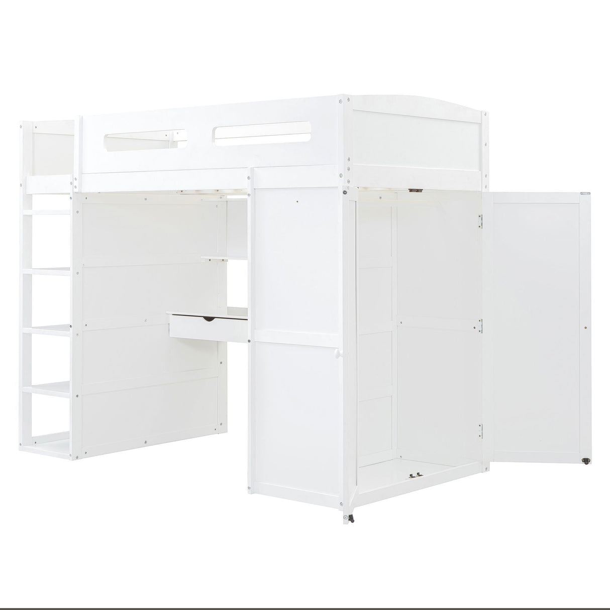 Loft Bed With Desk, Wardrobes, 4 Drawers And 4 Shelves by Couch.com