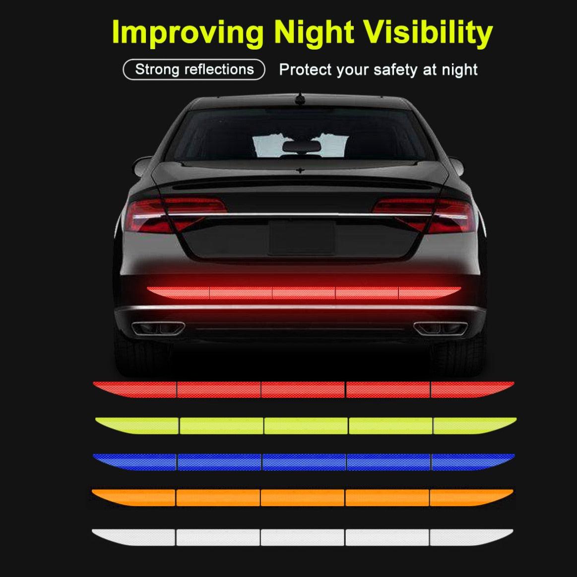 5pcs Car Reflectante Reflector Sticker Car Body Trunk Exterior Reflective Tape Reflex Exterior Warning Stickers Car Reflectance Reflective Sticker Car Body Trunk Auto Accessories Night Visibility Reflective Decal Universal Safety Warning For Car Trunk