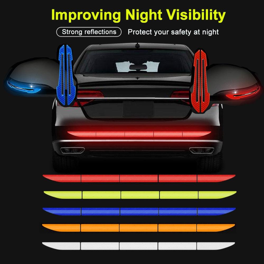 5pcs/set Car Reflectance Reflector Sticker Auto Strong Reflective Stickers Car Body Trunk Exterior Auto Accessories Reflective Tape Reflex Reflective Stickers Car Trunk Reflective Stickers Night Visibility Reflective Decal Waterproof Exterior Warning