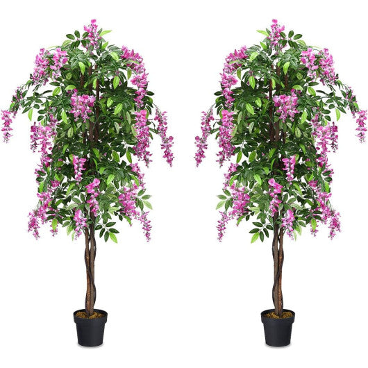 6-Feet Artificial Wisteria Silk Indoor-Outdoor Tree with Adjustable Tree Branche-2 Pieces
