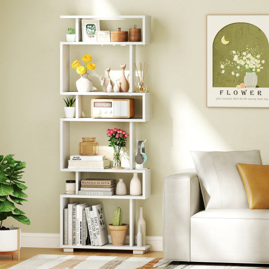 6-Tier Bookcase with Anti-Tipping Kit-White