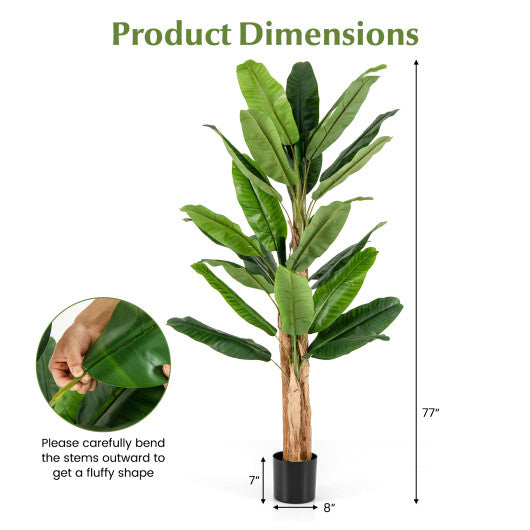 5.5/6.5 Feet Tall Artificial Banana Tree with 10/27 Large Leaves-6.5 ft