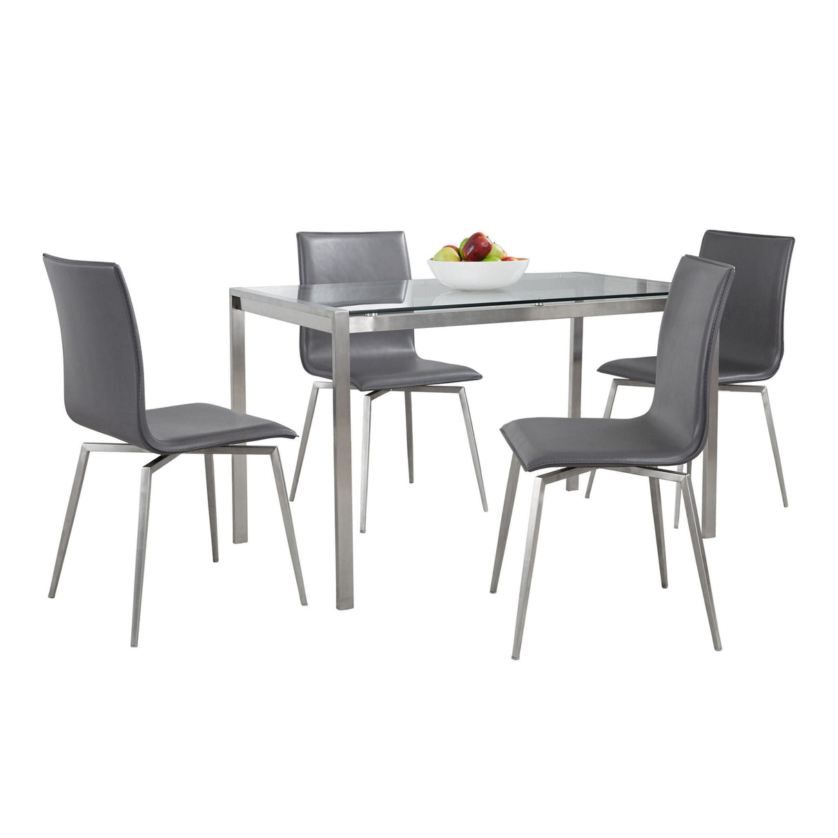 Fuji Mason - Upholstered Swivel Contemporary Dining Set Dining Set, Glass, 5 Piece by Couch.com