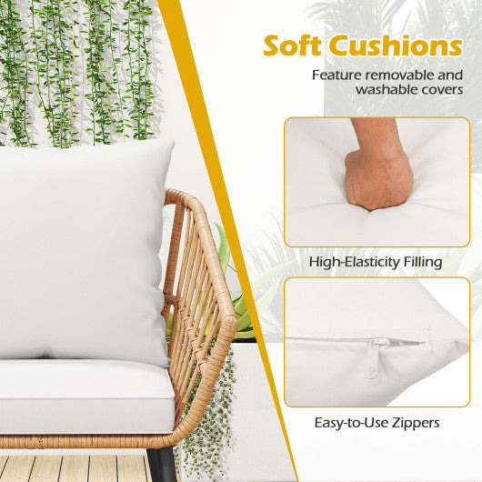 Outdoor 2-Person Glider Rocking Chair Loveseat with Thick Cushions and Metal Frame-Brown