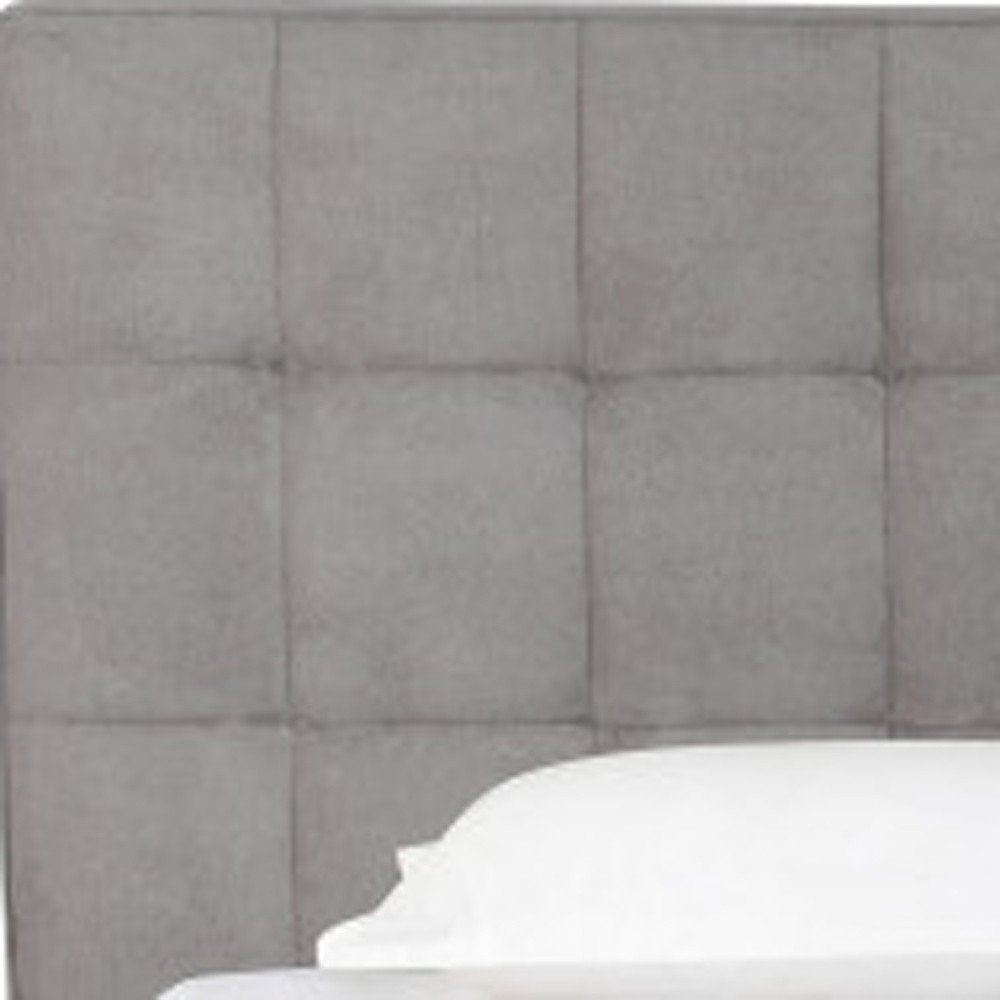 Gray Tufted Linen Blend Upholstered King Bed Frame