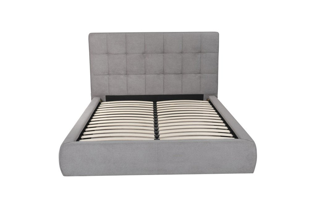 Gray Tufted Linen Blend Upholstered Queen Bed Frame