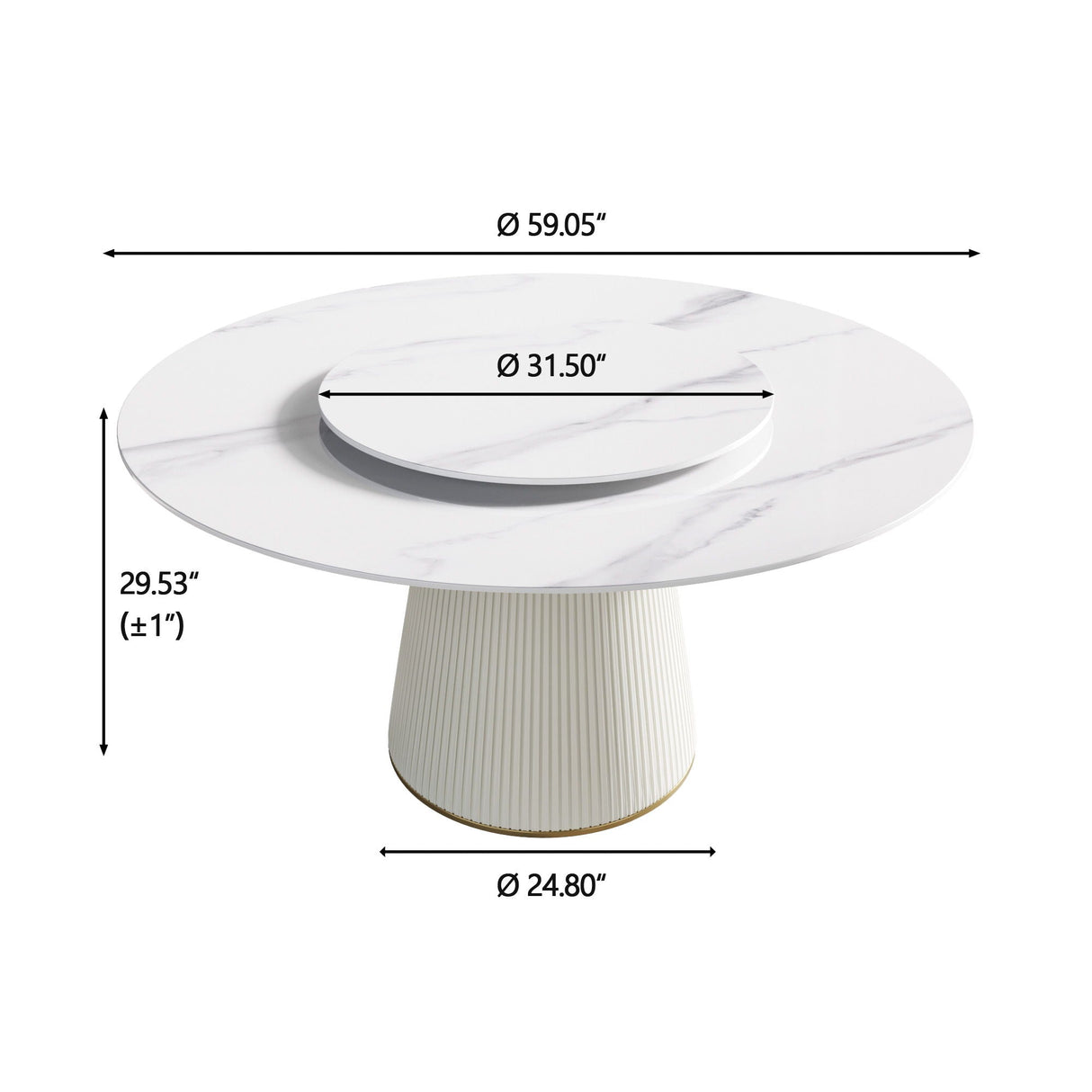 Modern Round Carbon Steel Base Dining Table