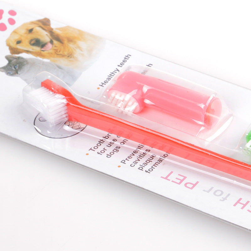 Double Head Toothbrush Soft Pet Finger Toothbrush Set Pets Dogs Cats Teeth Care Cleaning Brush Pets Grooming Tools