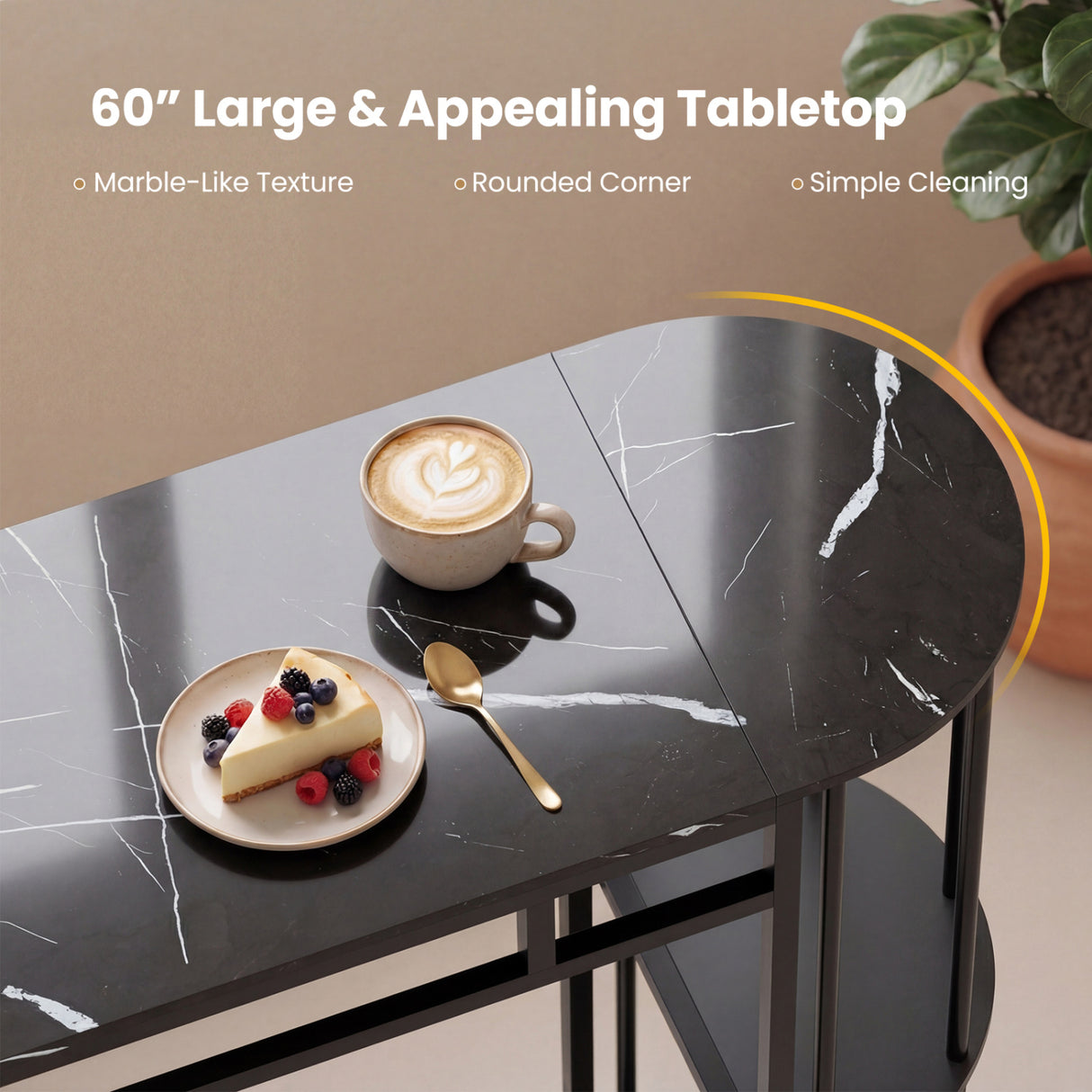 60 Inch Dining Table and 2 Upholstered Barstools with Faux Marble Tabletop-Gray
