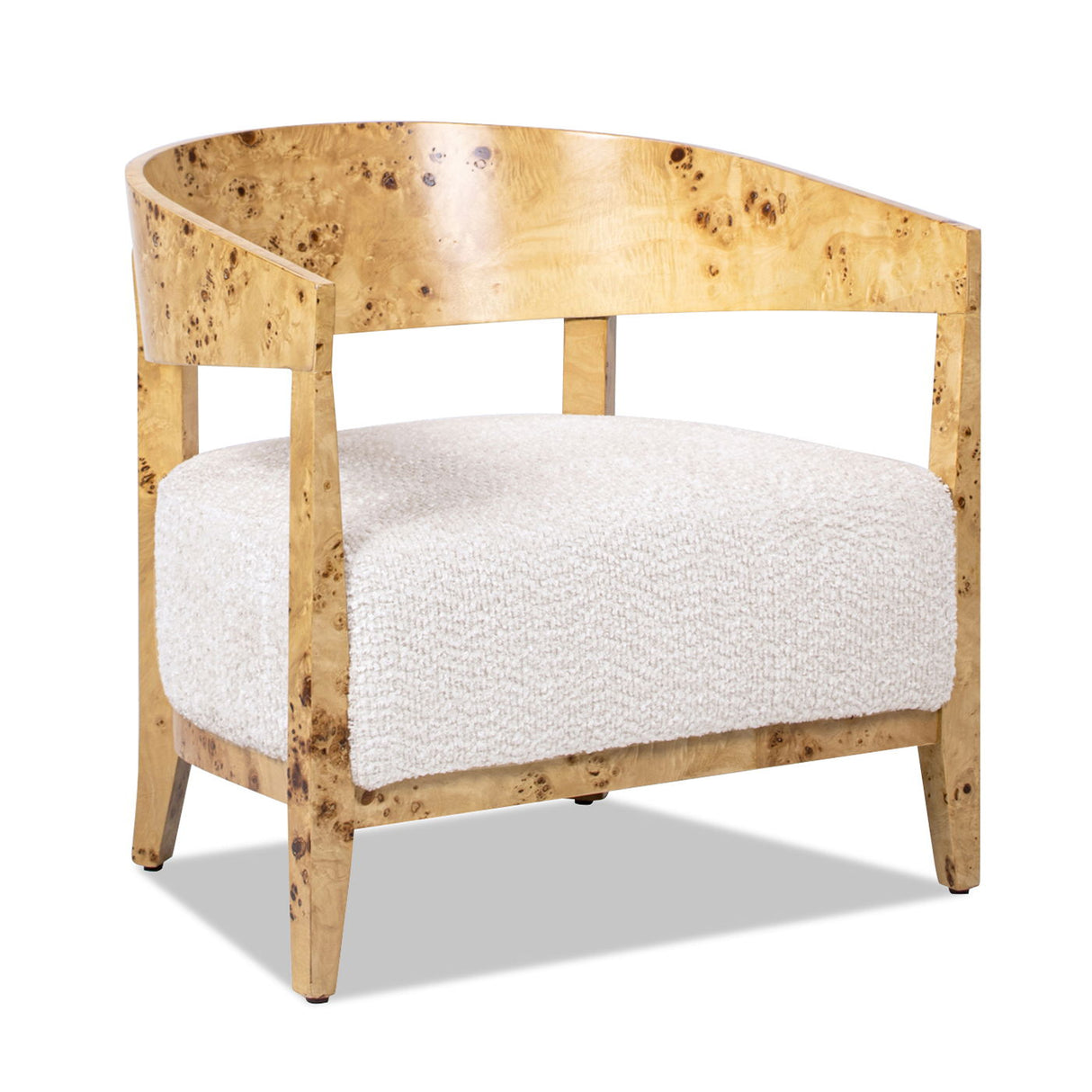 Madrid - Burl Barrel Accent Arm Chair - Seashell White by Couch.com