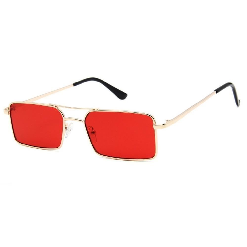 Luxury Famous Retro Modern Square Unisex Men and Women‘s Sunglasses With Alloy Metal Small Frame With Clear Double Bridge Men's Sunglasses