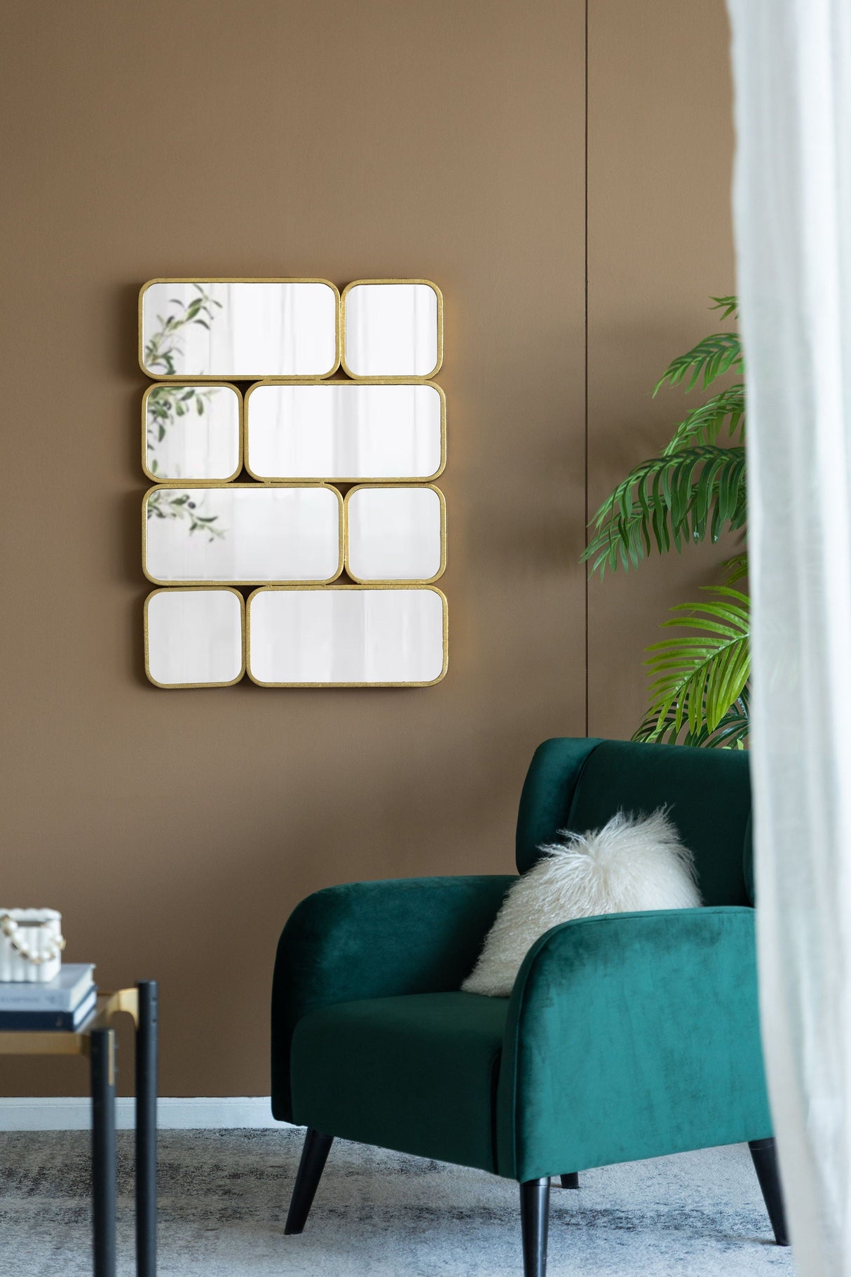 Mirror With en Metal Framed Decorative Rectangle Mirror For Bedroom Dressing Room, Hallway Or Living Spac - Gold by Couch.com