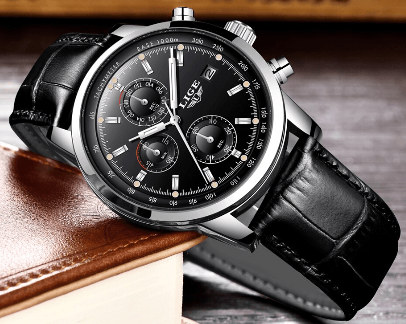 Men's Waterproof Watch With Chronometers Date Display And Fluorescent Pointers Excellent Look Perfect Gift