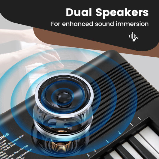 61 Key Electric Portable Digital Keyboard Piano for Beginner-Black