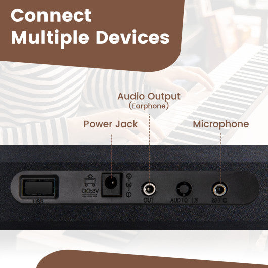 61 Key Electric Portable Digital Keyboard Piano for Beginner-Black