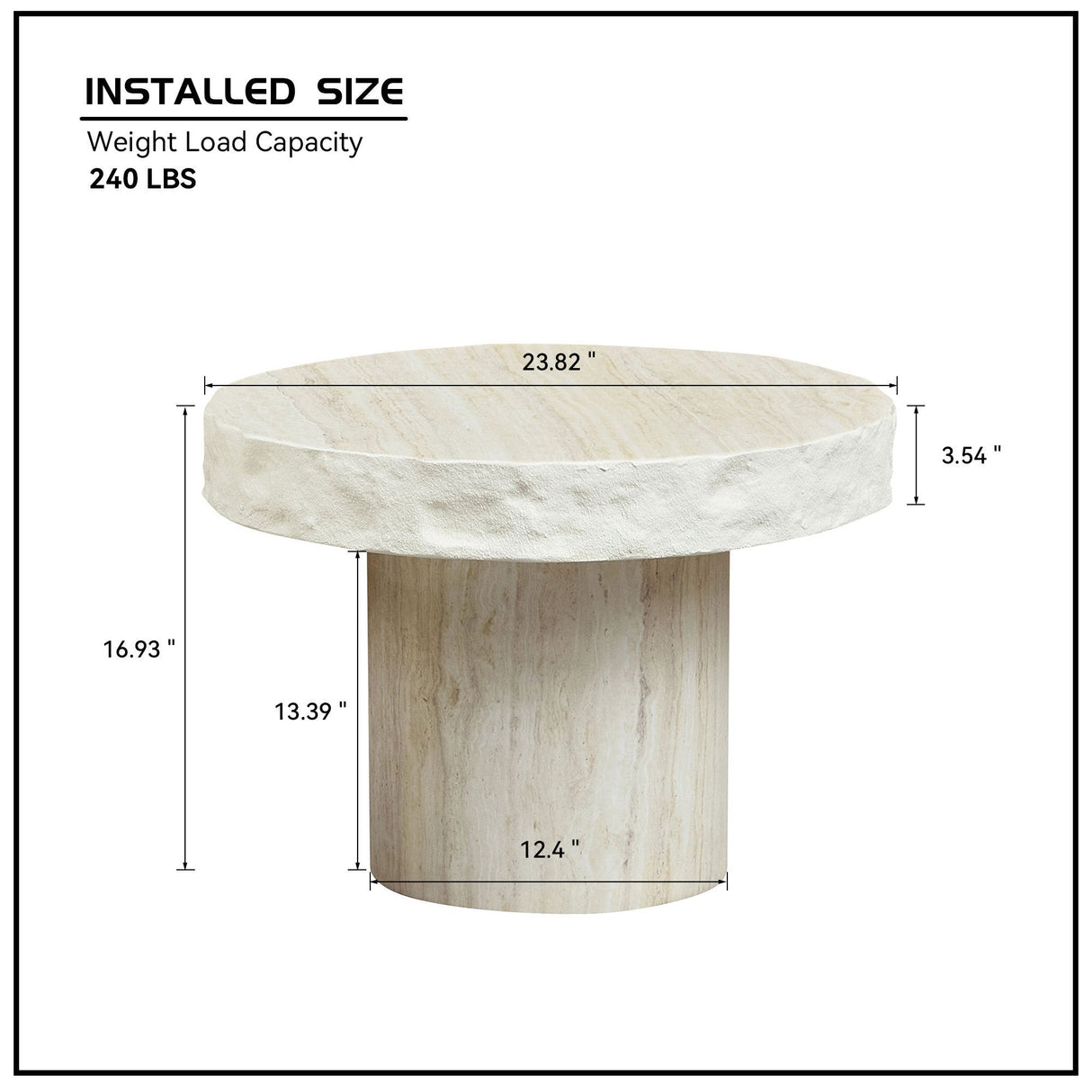23.82 Inch Faux Mars Textural Patterns Coffee Table