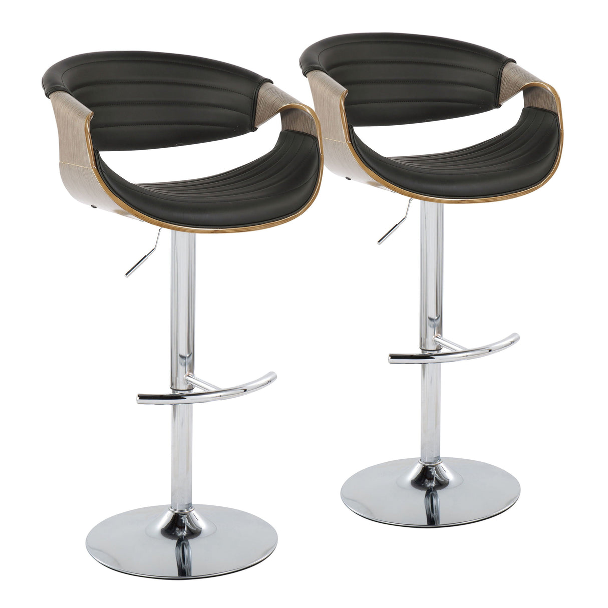 Symphony - Mid Century Modern Adjustable Barstool With Swivel & Rounded T Footrest (Set of 2) by Couch.com