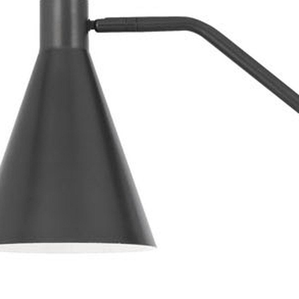 63" Gray Metal Reading Floor Lamp With Gray Metal Cone Shade