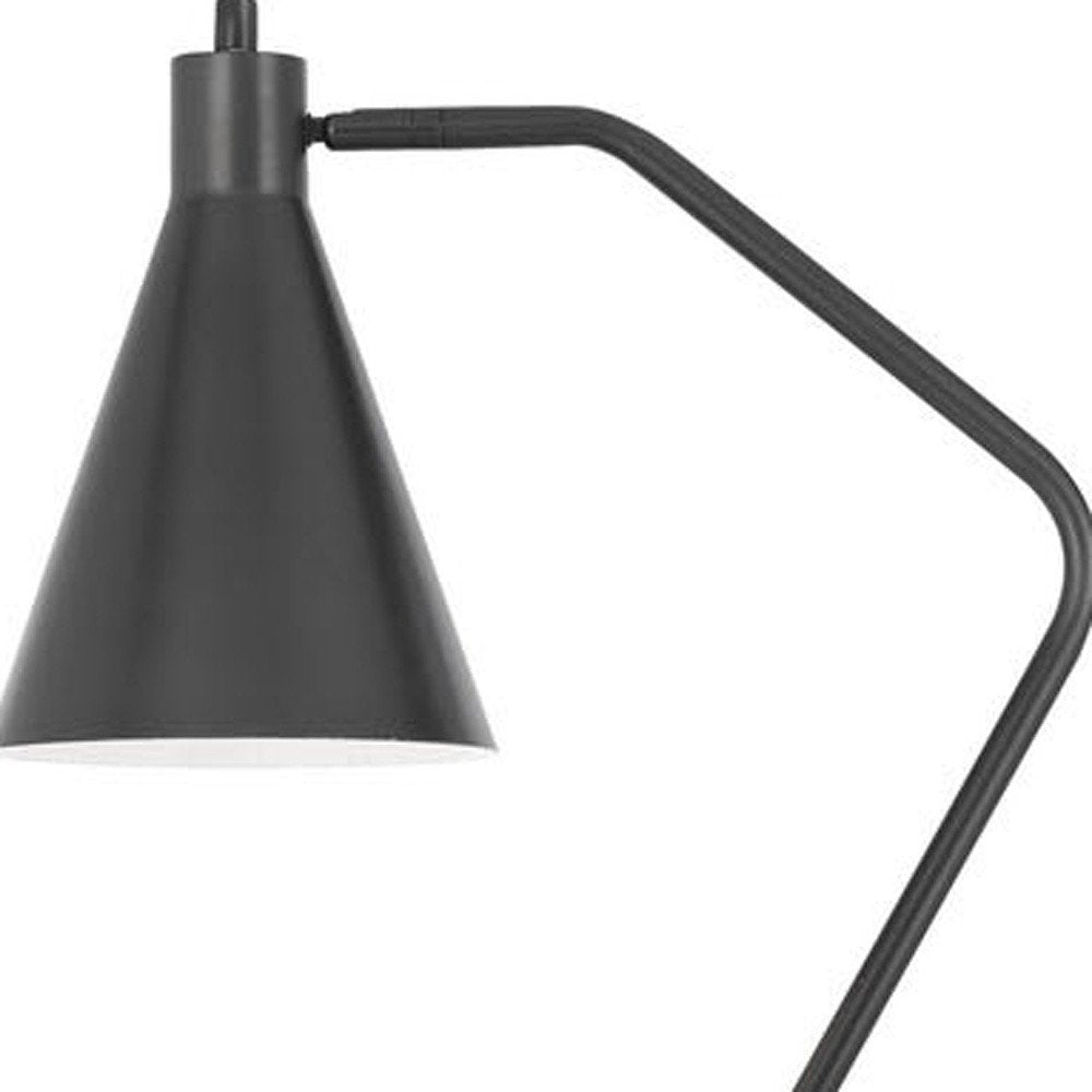63" Gray Metal Reading Floor Lamp With Gray Metal Cone Shade