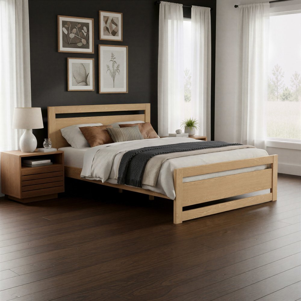 Brown Wood Queen Bed Frame