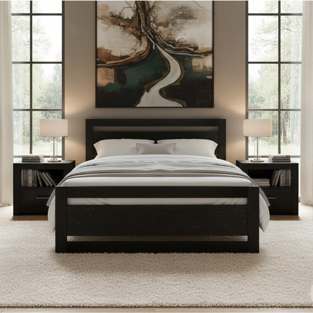 Black Wood Queen Bed Frame