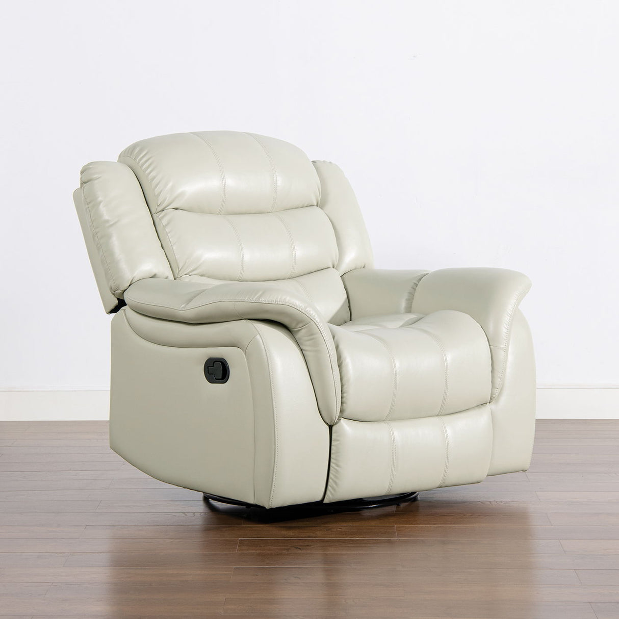 Couch.com Rover Swivel Glider Push Back Manual Recliner Arm Chair Parchment Cream Off-White, Faux Leather Construction, White Finish by Couch.com