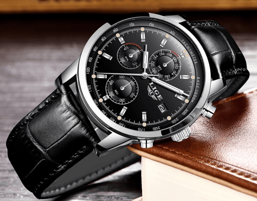 Men's Waterproof Watch With Chronometers Date Display And Fluorescent Pointers Excellent Look Perfect Gift