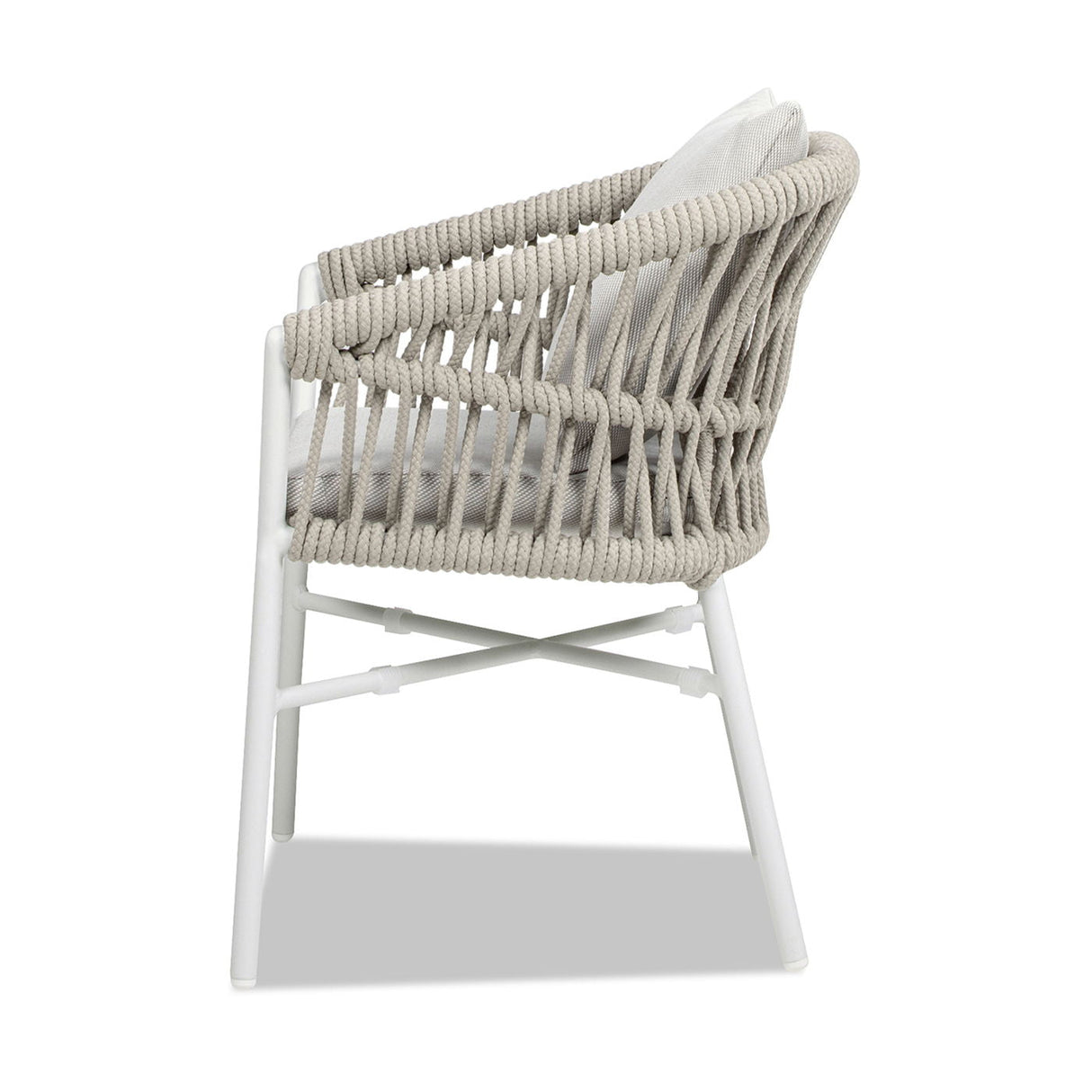 Maiden - Barrel Back Aluminum & Rope Outdoor Patio Dining Chair, Sunproof Olefin (Set of 2) by Couch.com
