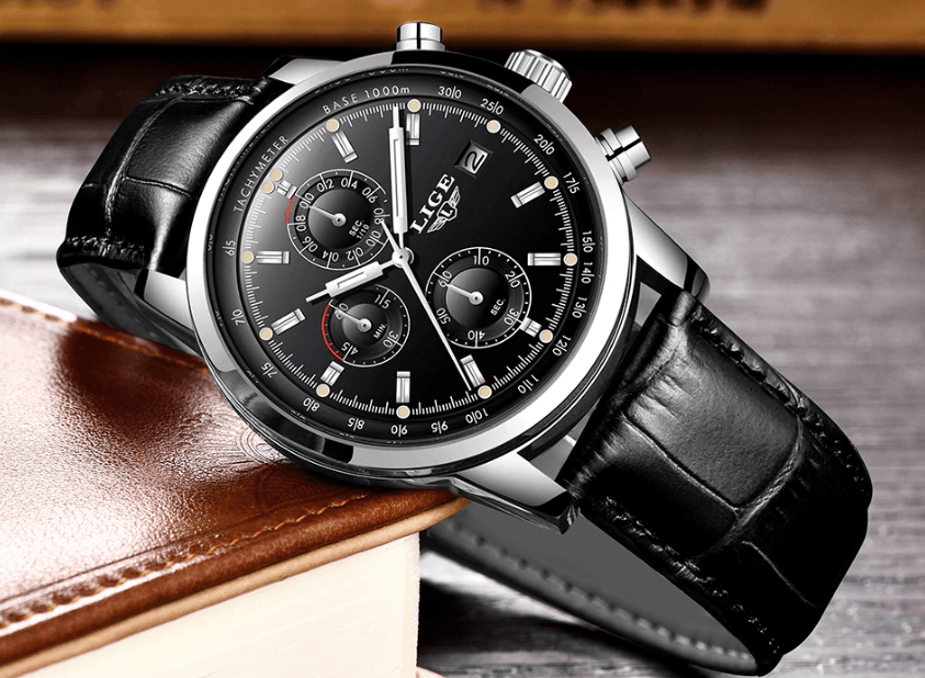 Men's Waterproof Watch With Chronometers Date Display And Fluorescent Pointers Excellent Look Perfect Gift