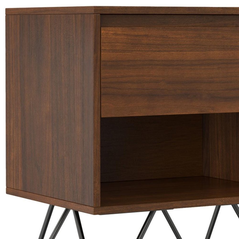 24" Walnut Solid Wood Two Drawer Nightstand